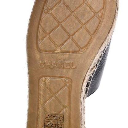Chanel Goatskin Patent CC Espadrille Mules 36 Black 7 of 10
