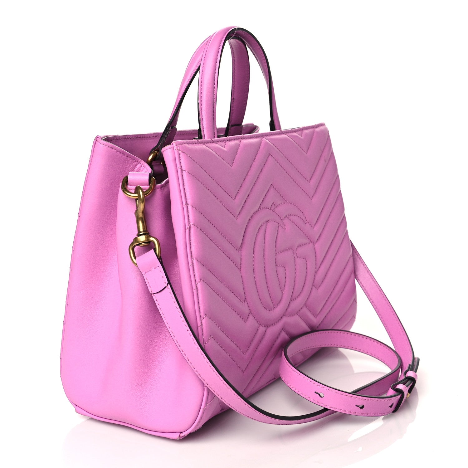 Gucci Calfskin Matelasse Small GG Marmont Tote Candy Mousse 3 of 10