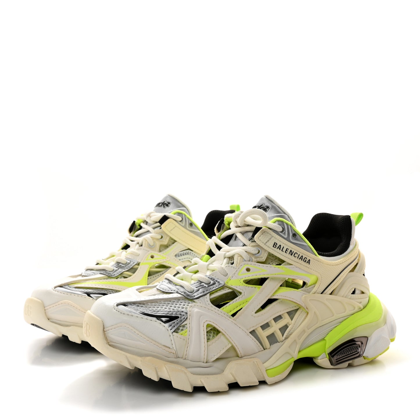 Rubber Mesh Bi-Color Womens Track.2 Open Sneakers 37 White Fluo Yellow