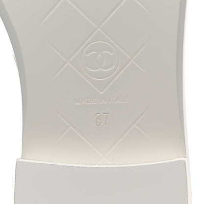Chanel Shiny Lambskin Quilted CC Turnlock Loafers 37 White 7 of 10