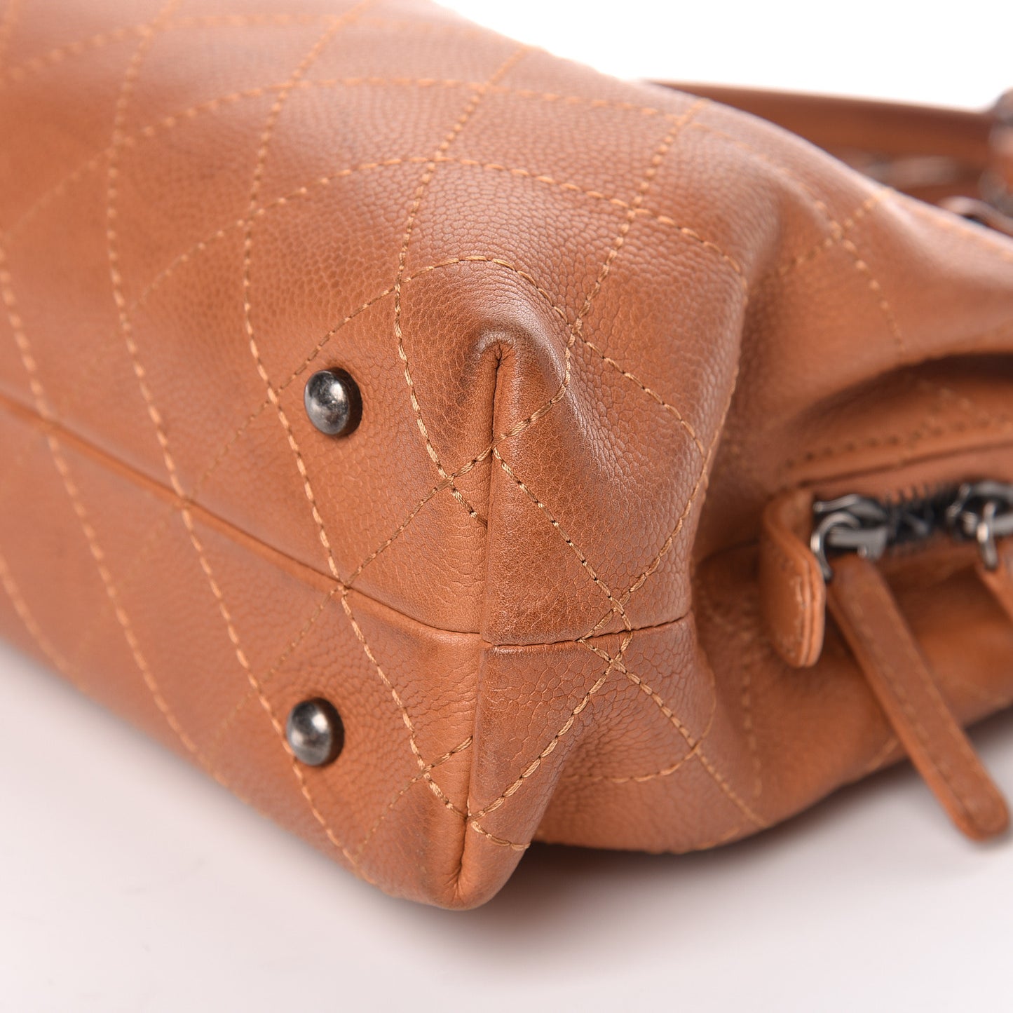 Grained Vegetal Calfskin Small Urban Shopping Tote Camel