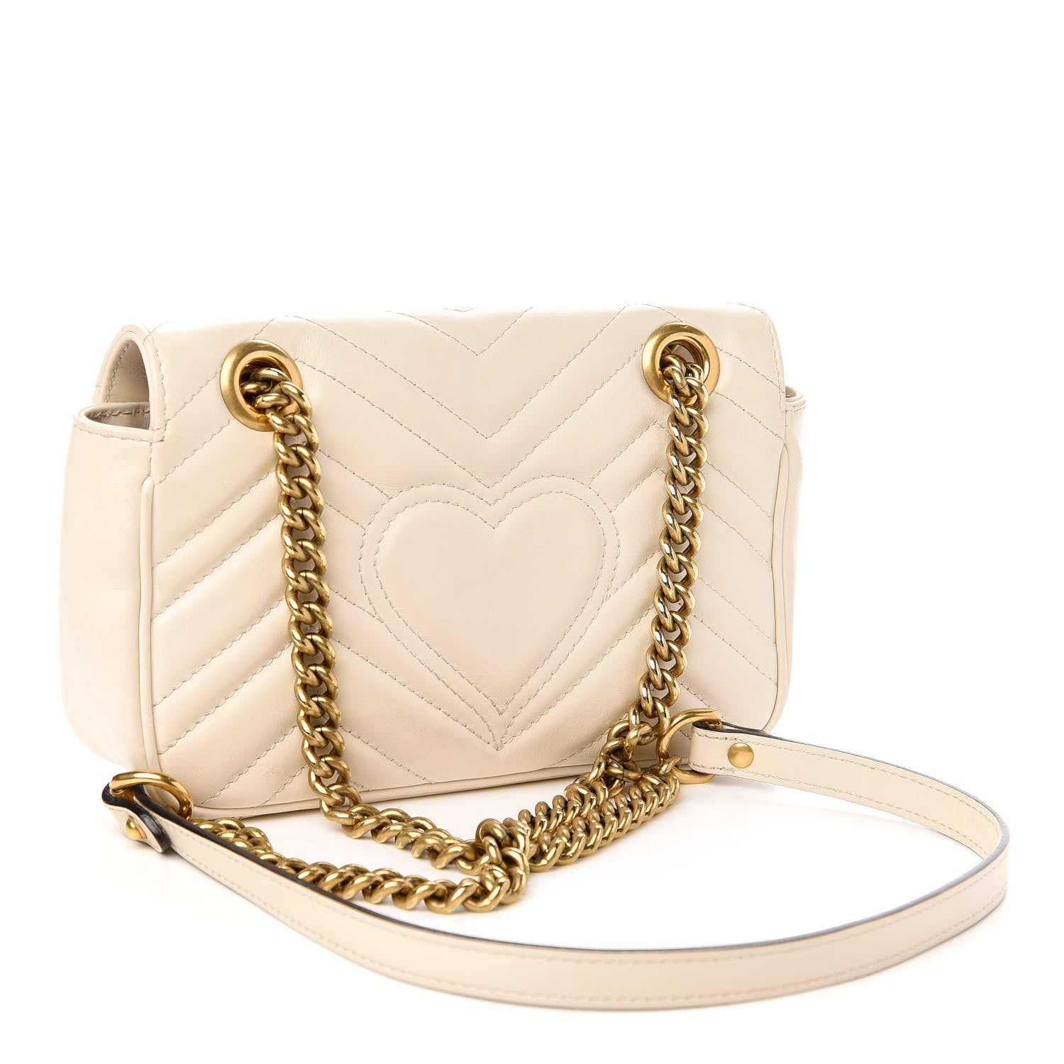 Gucci Calfskin Matelasse Mini GG Marmont Shoulder Bag White 3 of 14
