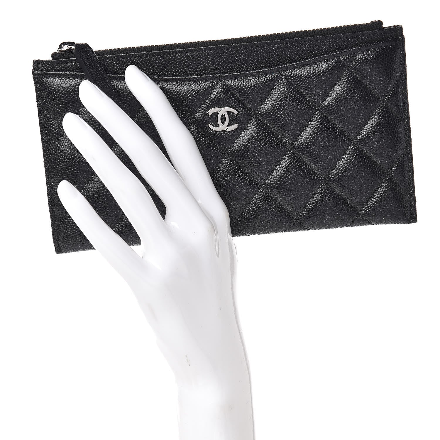 Chanel Iridescent Caviar Quilted Classic Zip Pouch Black 2 of 7