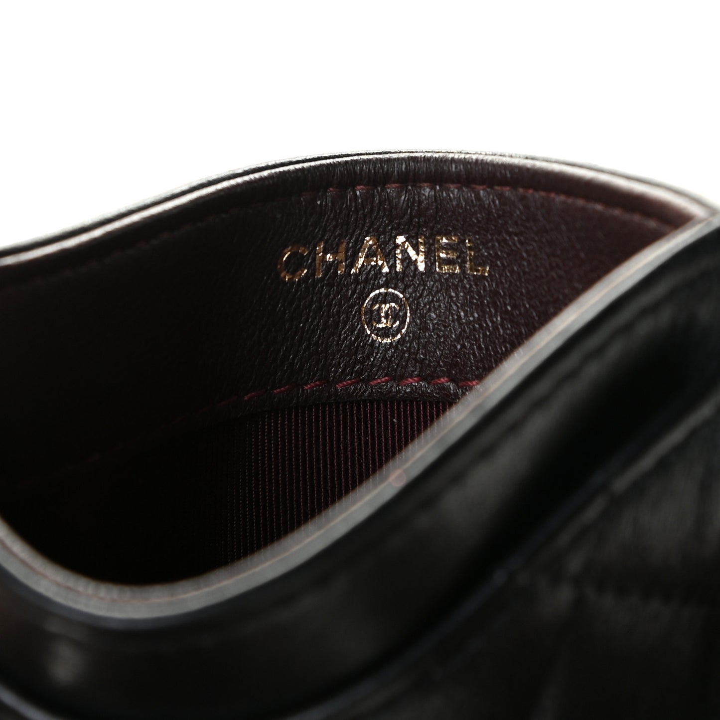 Lambskin Quilted Card Holder Black