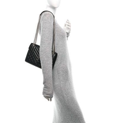 Saint Laurent Grain De Poudre Textured Mixed Matelasse Triquilt Medium Monogram Satchel Black 2 of 11