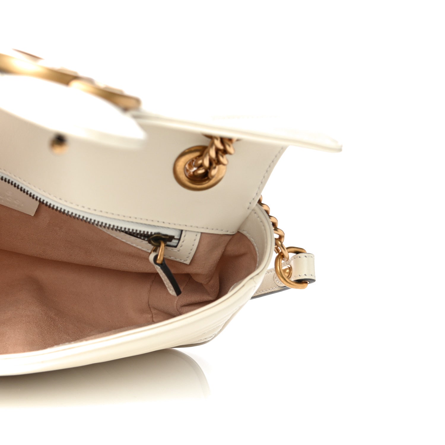 Gucci Calfskin Matelasse Small GG Marmont Shoulder Bag White 7 of 17
