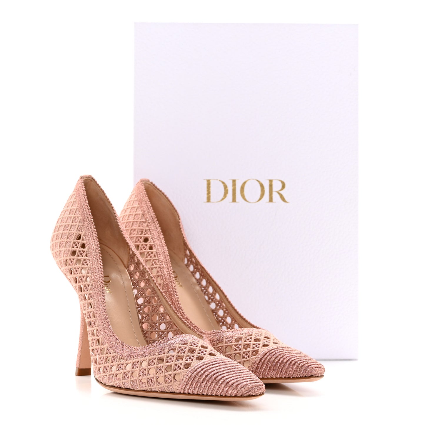 Lurex Cannage Embroidered Dior Capture 100mm Pumps 38 Rose Des Vents