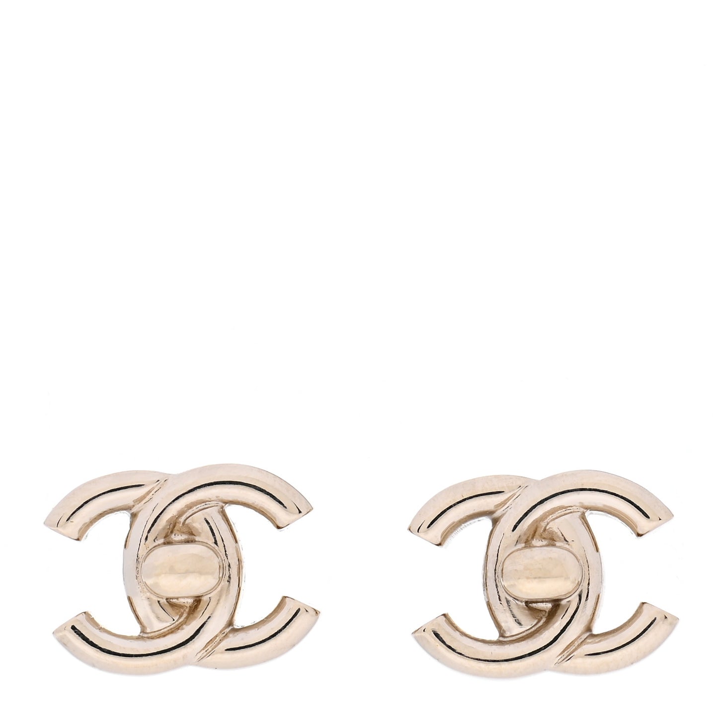 Metal CC Turnlock Earrings Gold
