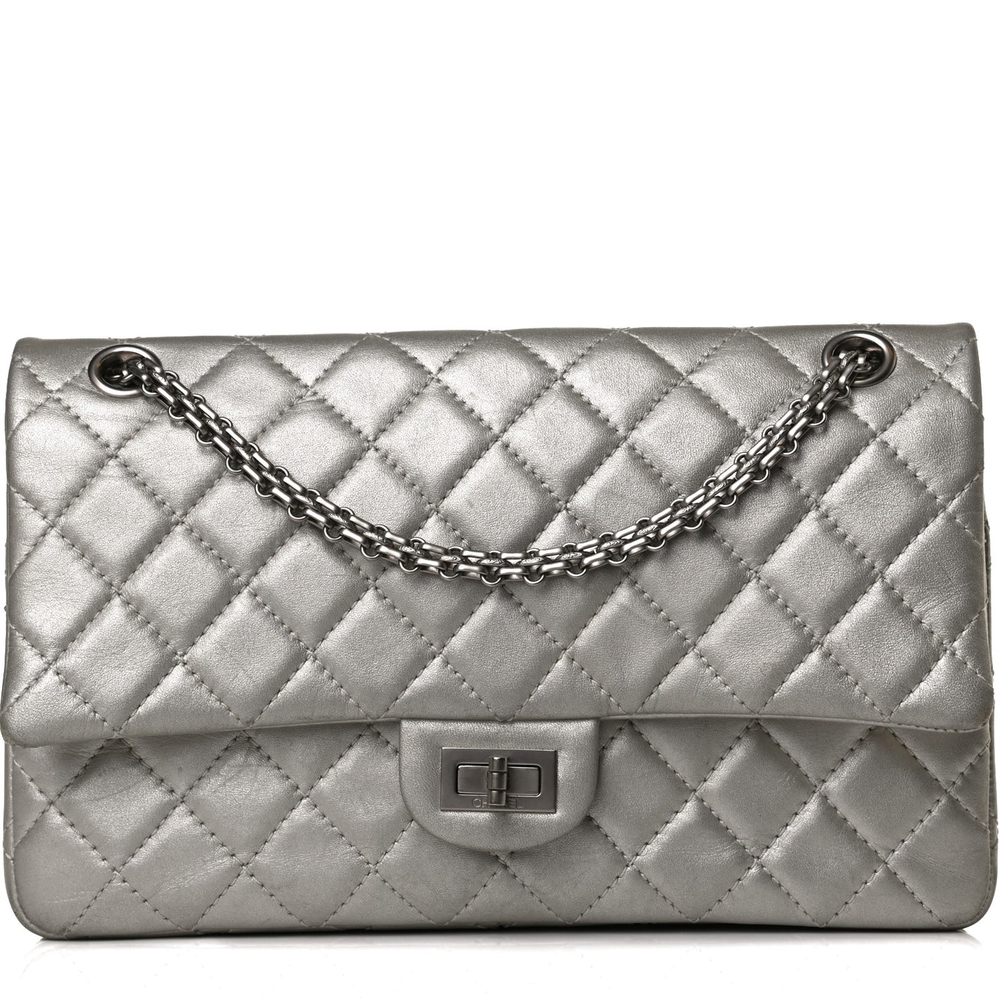 Metallic Aged Calfskin Quilted 2.55 Reissue 226 Flap Silver