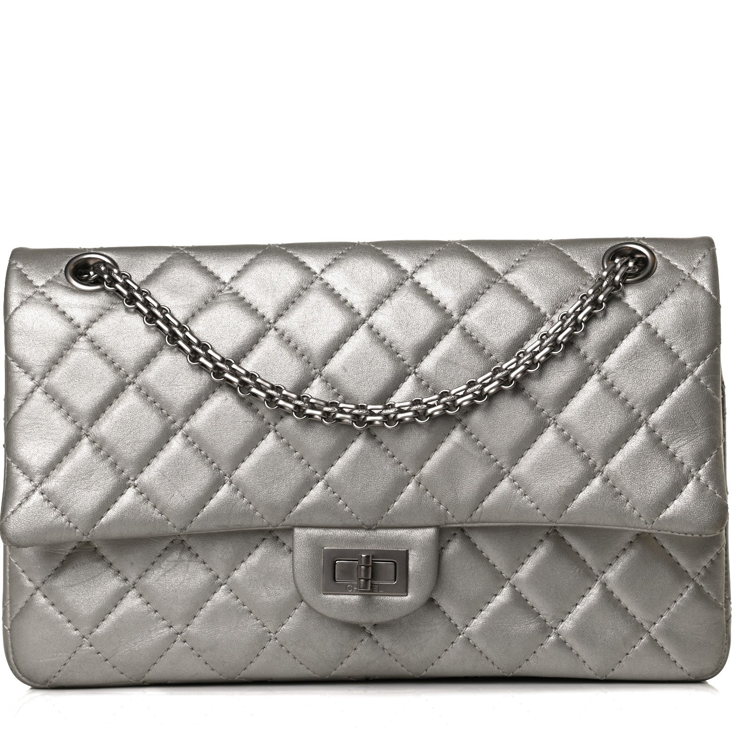 Chanel Metallic Aged Calfskin Quilted 2.55 Reissue 226 Flap Silver 9 of 15