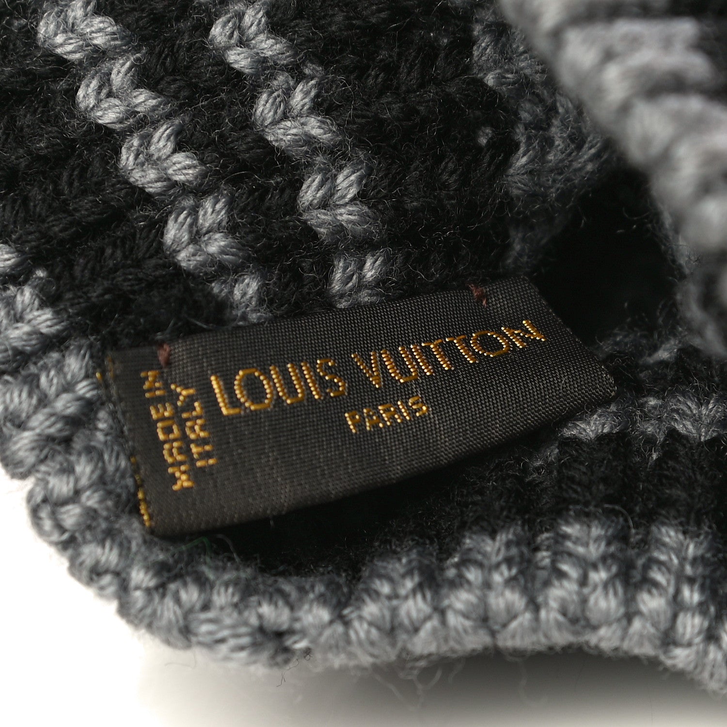 Louis Vuitton Wool Cable Knit Crystal LV Columbia Beret Grey 5 of 8