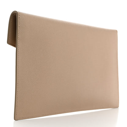Saint Laurent Grain De Poudre Uptown Pouch Dark Beige 2 of 6