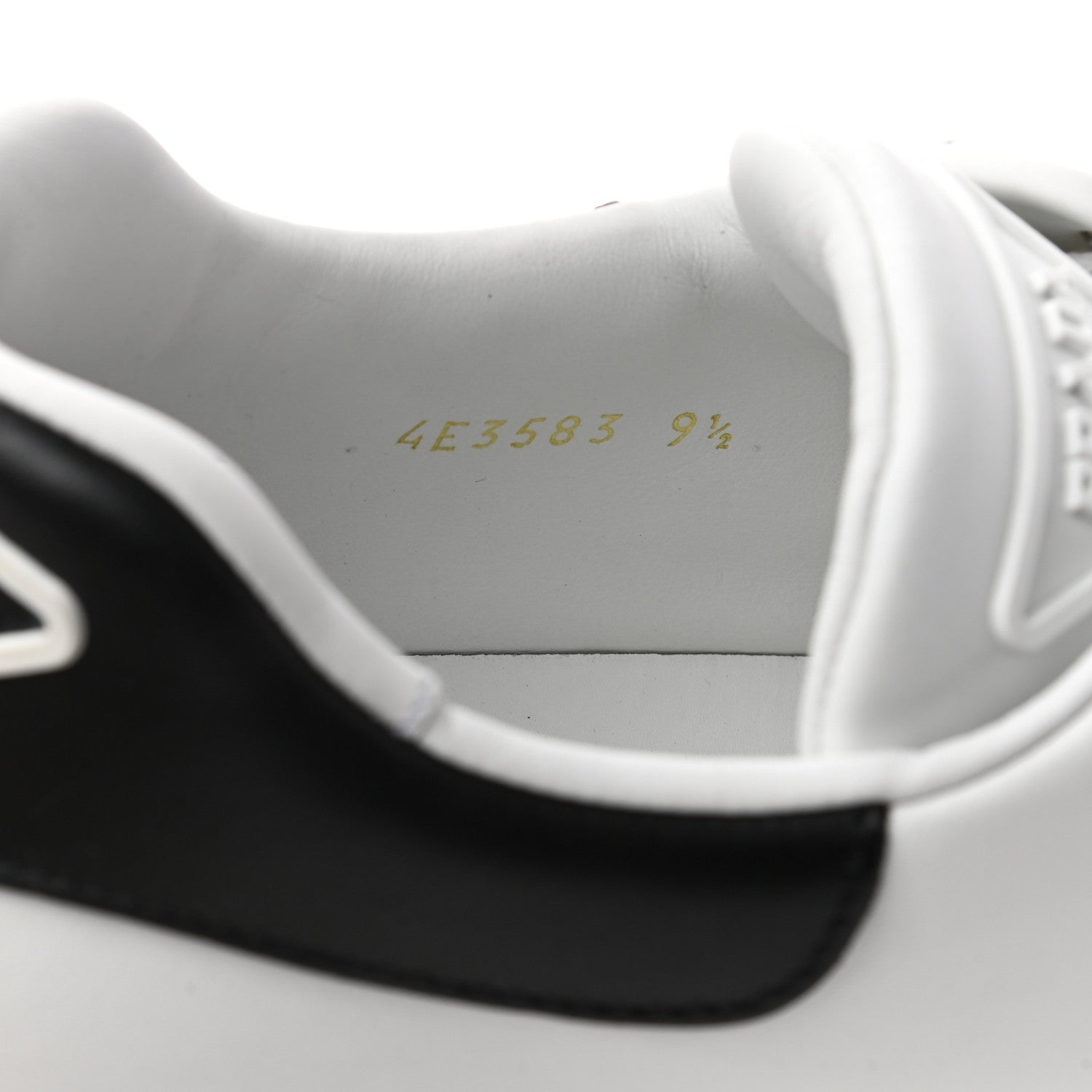 Prada Vitello Soft Rubber Triangle Logo Mens Low Top 40mm Sneakers 9.5 White Black 9 of 9