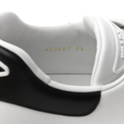 Prada Vitello Soft Rubber Triangle Logo Mens Low Top 40mm Sneakers 9.5 White Black 9 of 9