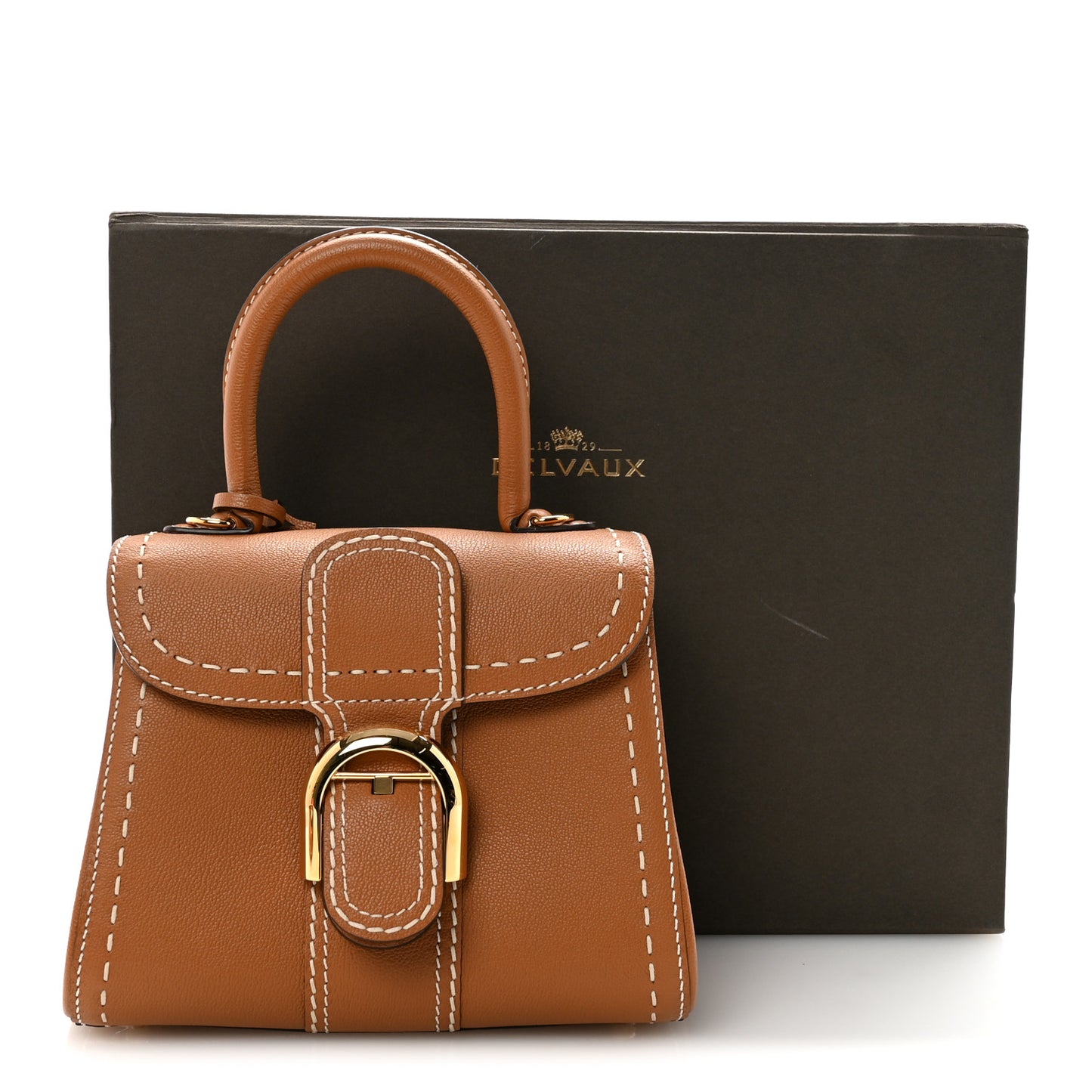 Grained Rodeo Calfskin Surpique Mini Brillant Satchel Vegetal Ivory