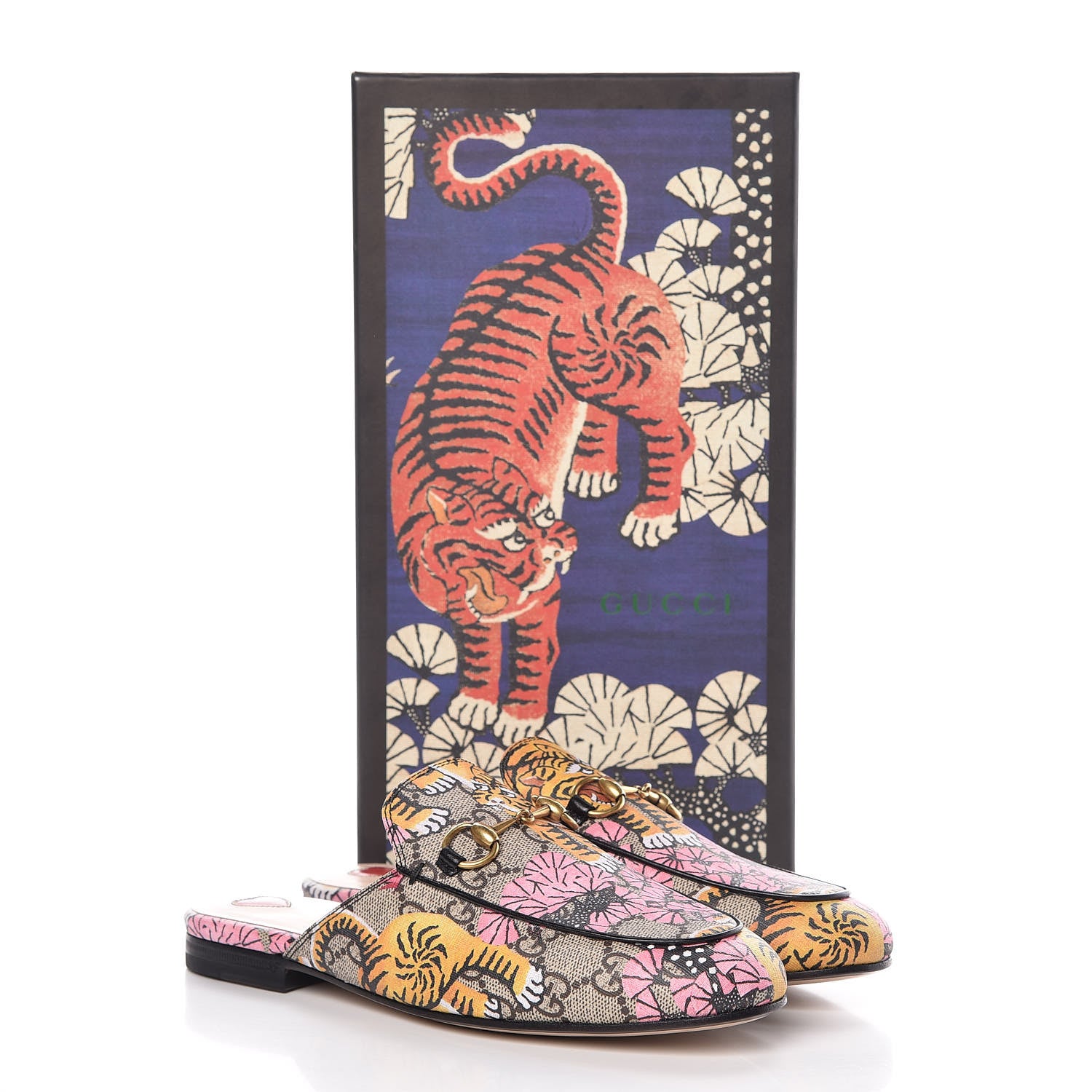 Gucci GG Supreme Monogram Bengal Womens Princetown Slippers 36.5 Beige Crop Pink 10 of 10