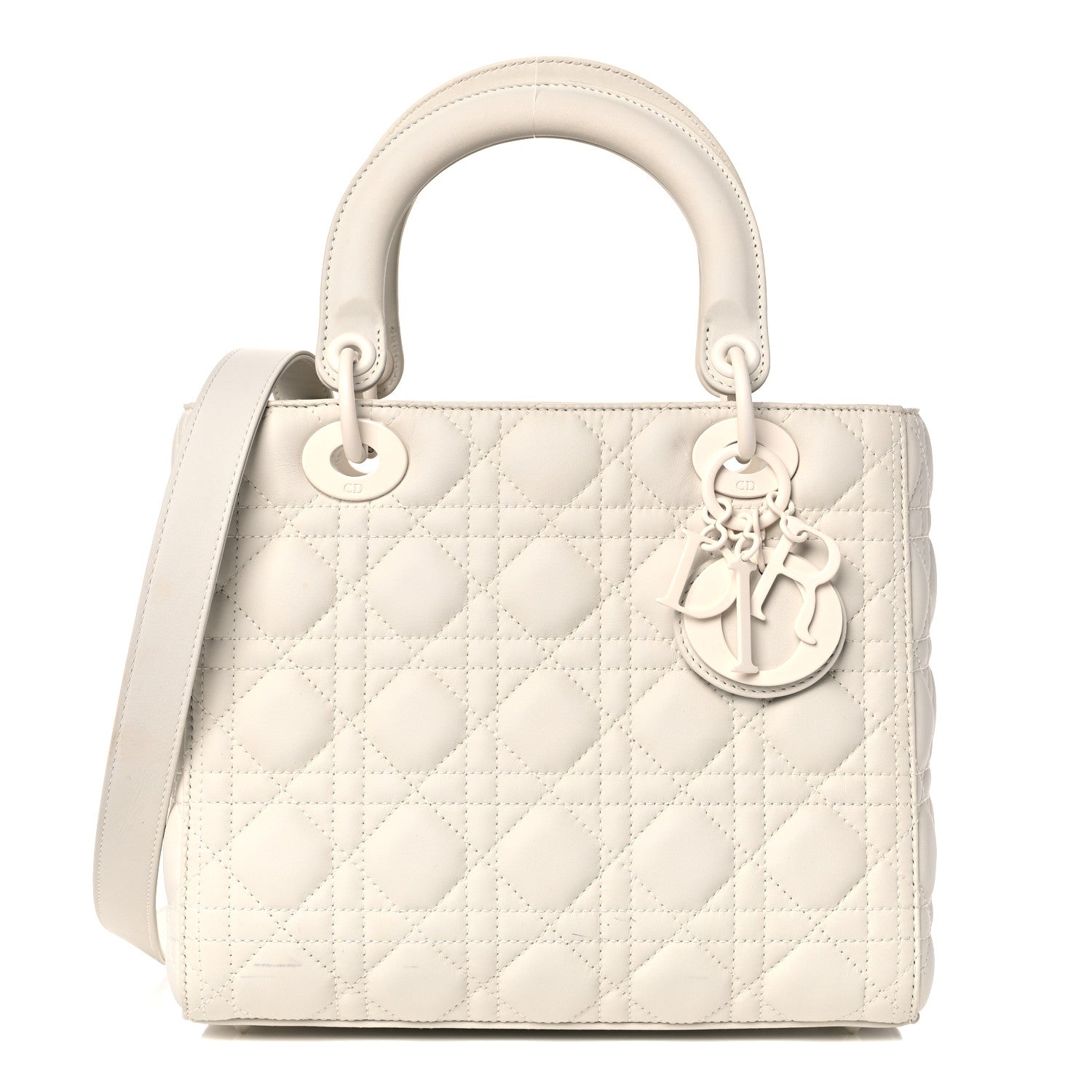 Christian Dior Ultra Matte Calfskin Cannage Medium Lady Dior Latte 1 of 12