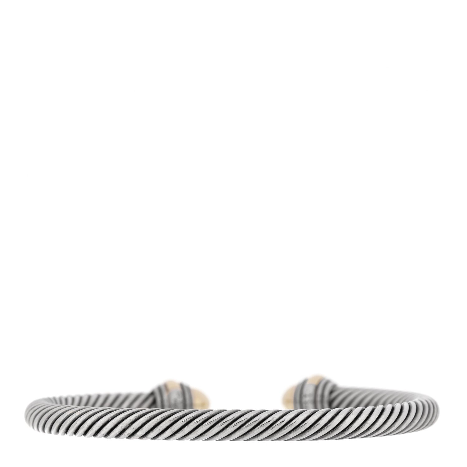 David Yurman Sterling Silver 14K Yellow Gold 5mm Cable Classics Dome Bracelet 2 of 4