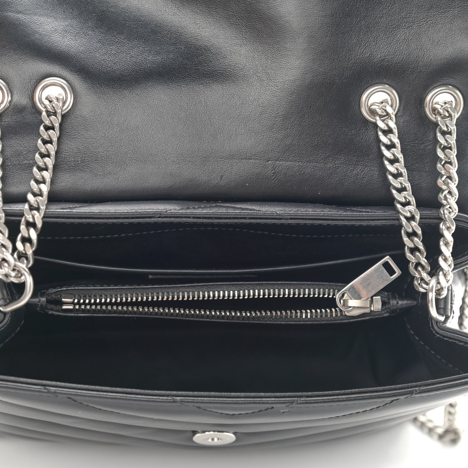 Saint Laurent Calfskin Y Quilted Monogram Small Loulou Chain Satchel Black 5 of 11