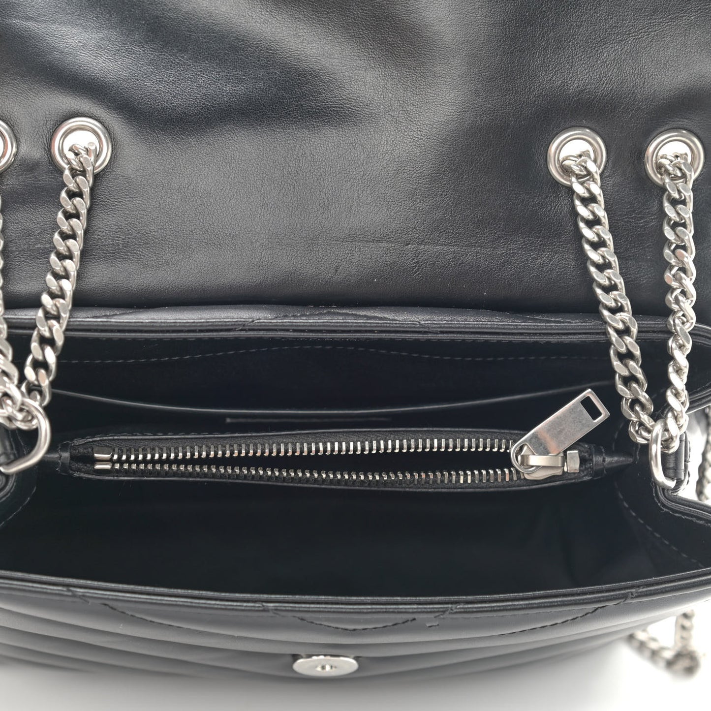 Calfskin Y Quilted Monogram Small Loulou Chain Satchel Black