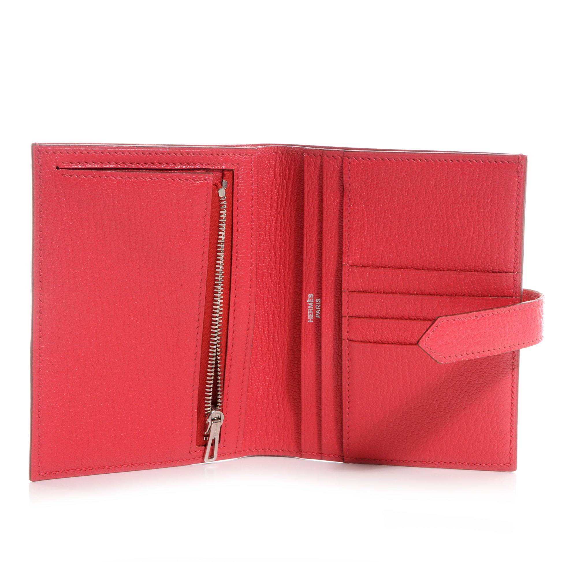 Hermes Chevre Mysore Bi-Color Compact Bearn Wallet Etoupe Bougainvillea 6 of 8