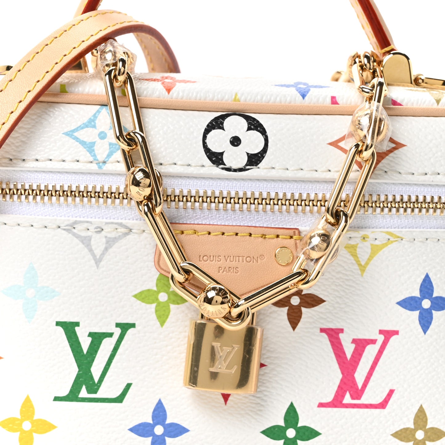 LV x TM Monogram Multicolor Vanity Chain Pouch White