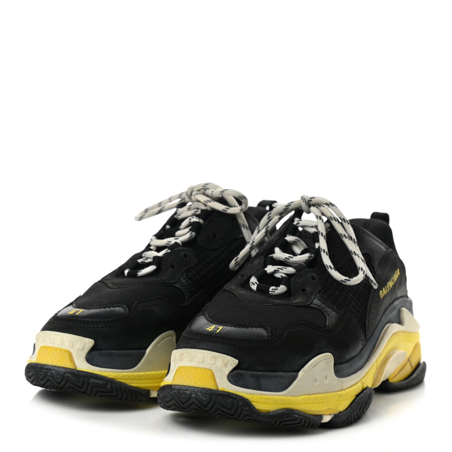 Fabric Mesh Womens Triple S Sneakers 41 Black Yellow