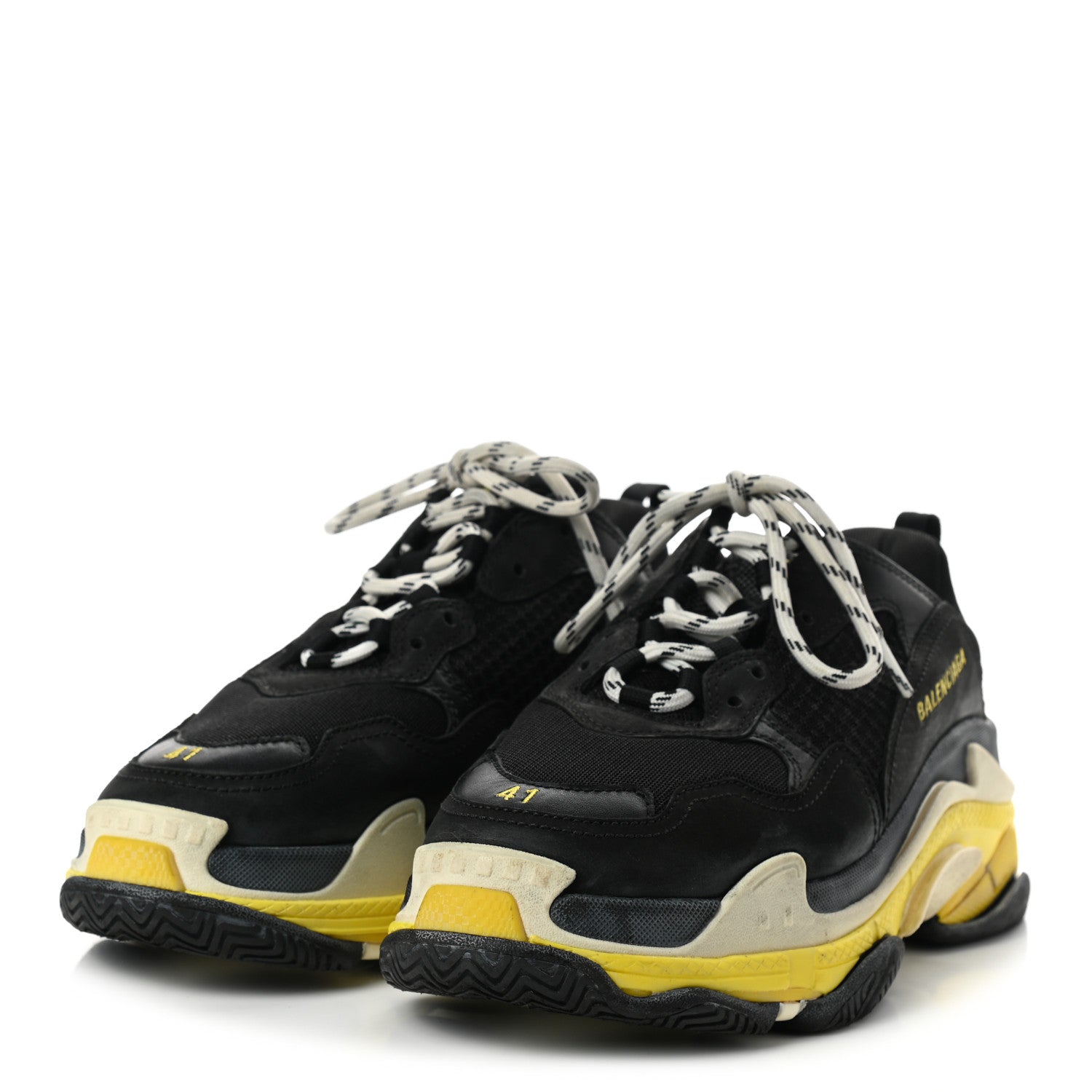 Balenciaga Fabric Mesh Womens Triple S Sneakers 41 Black Yellow 3 of 8
