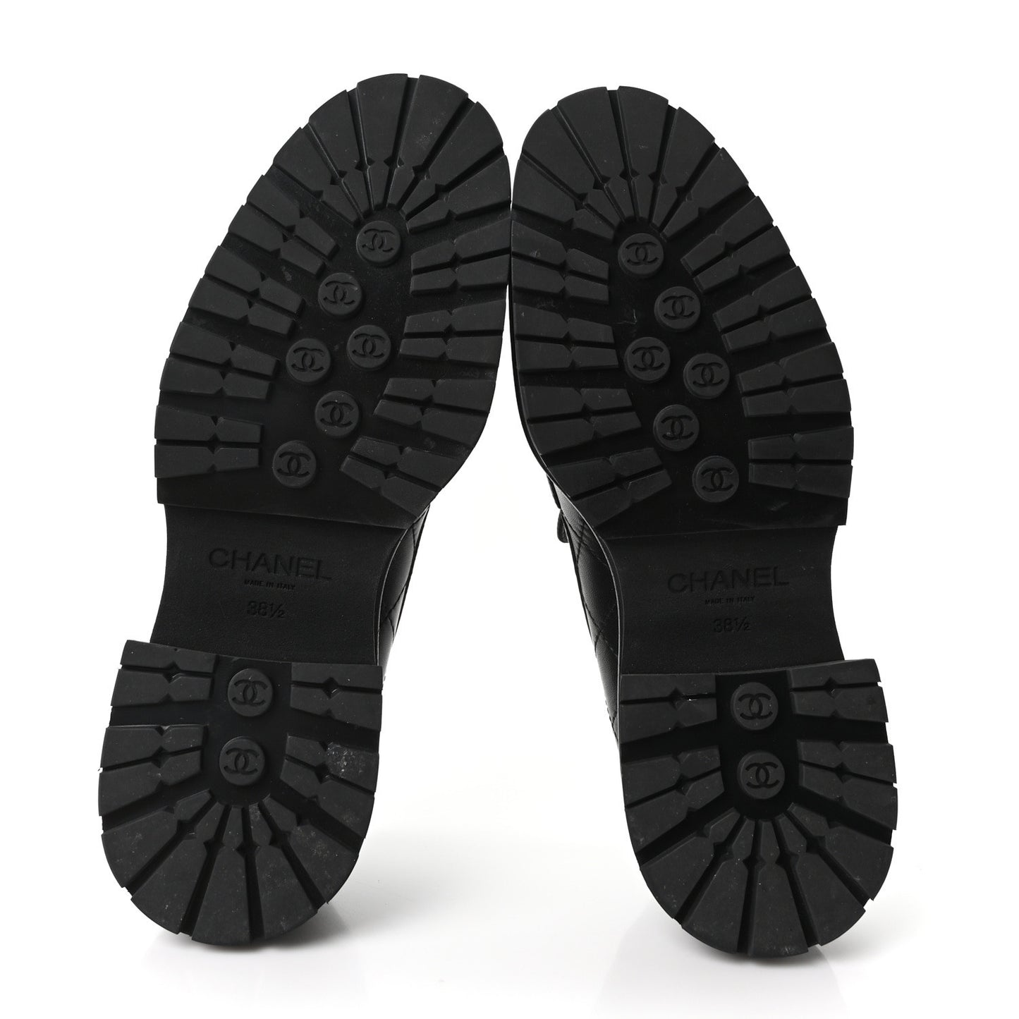 Calfskin Quilted CC Mocassin Loafers 38.5 Black