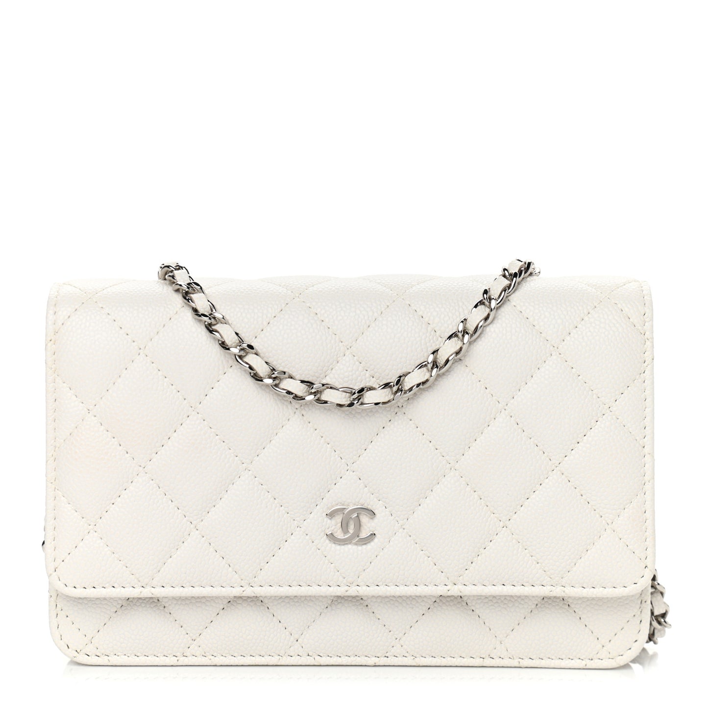 Caviar Quilted Wallet On Chain WOC White