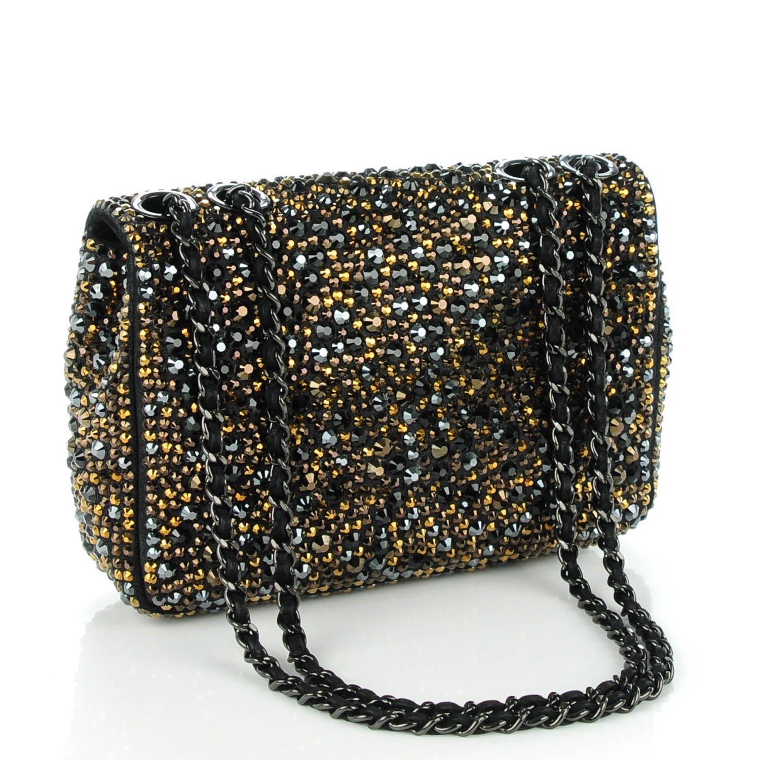 Chanel Strass Suede Mini Flap Black Gold 3 of 8