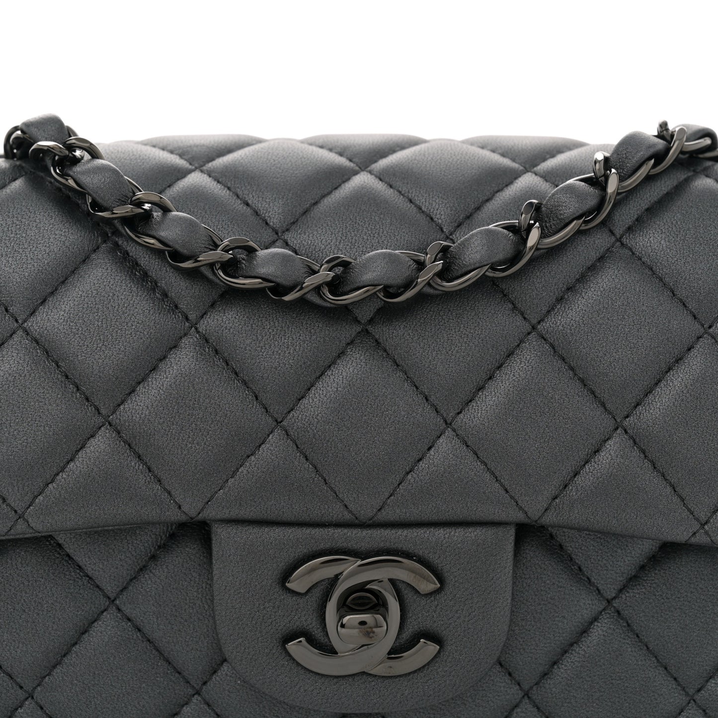 Lambskin Quilted Mini Rectangular Flap So Black