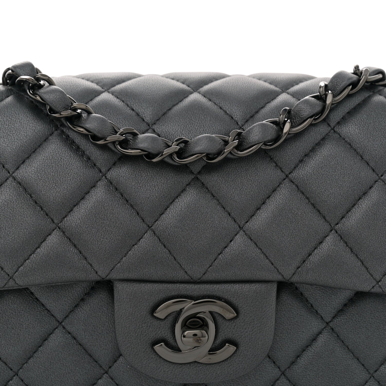 Chanel Lambskin Quilted Mini Rectangular Flap So Black 8 of 10