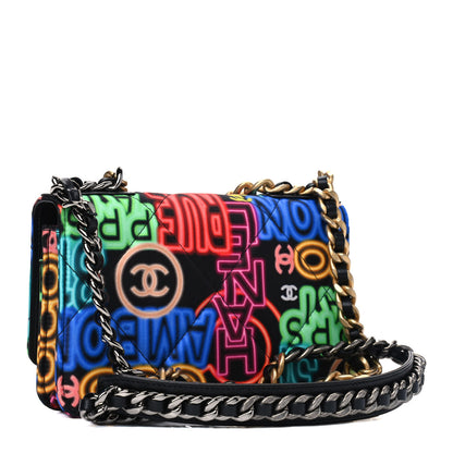 Chanel Fabric Printed Chanel 19 Wallet On Chain WOC Black Multicolor 2 of 4
