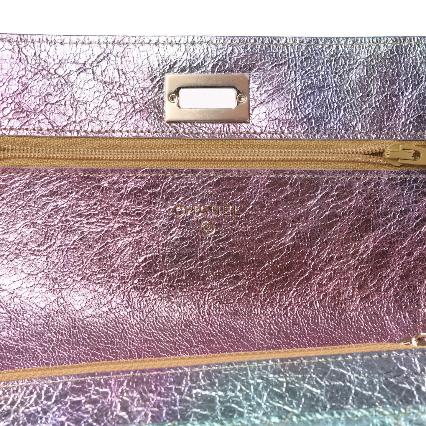 Metallic Goatskin Quilted 2.55 Reissue Wallet on Chain WOC Multicolor