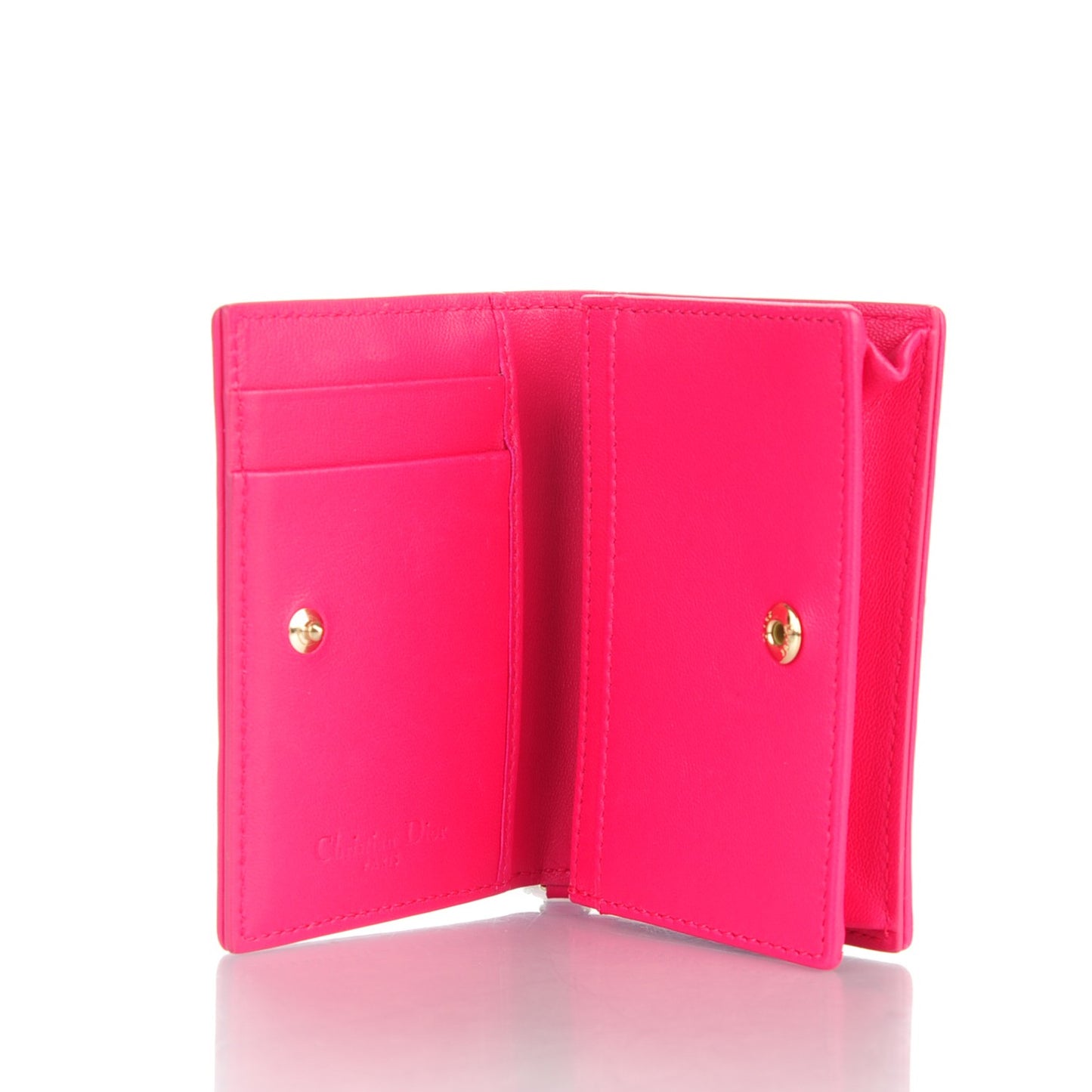 Lambskin Cannage Small Lady Dior Flap Card Holder Pink