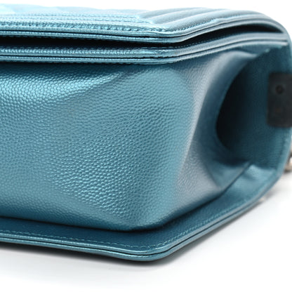 Chanel Metallic Caviar Quilted Medium Boy Flap Turquoise 10 of 10
