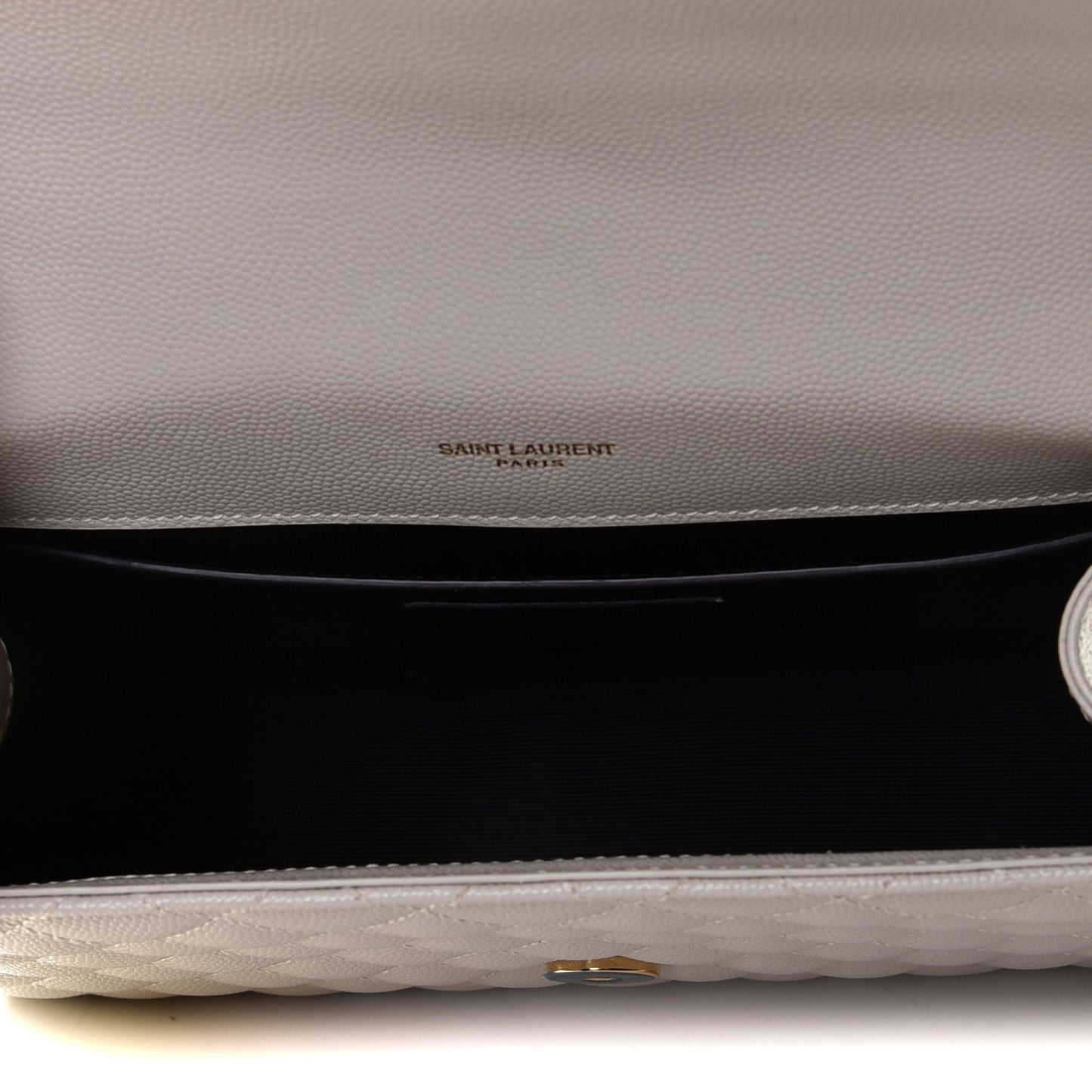 Grain De Poudre Textured Mixed Matelasse Medium Triquilt Monogram Satchel Crema Soft
