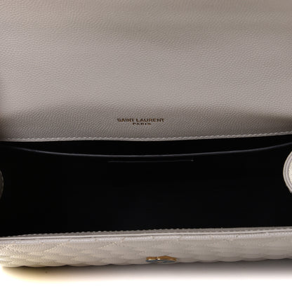 Saint Laurent Grain De Poudre Textured Mixed Matelasse Medium Triquilt Monogram Satchel Crema Soft 4 of 11