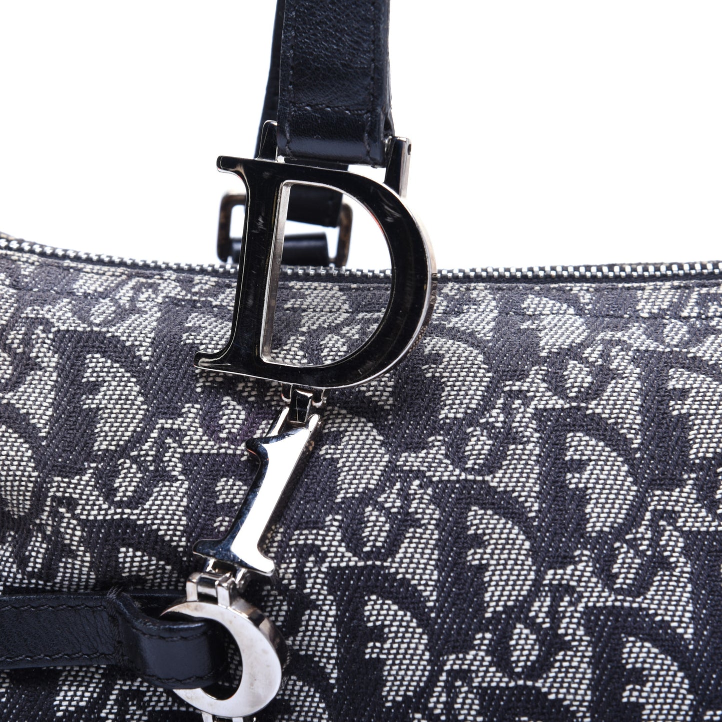 Denim Monogram Charms Shoulder Bag Black