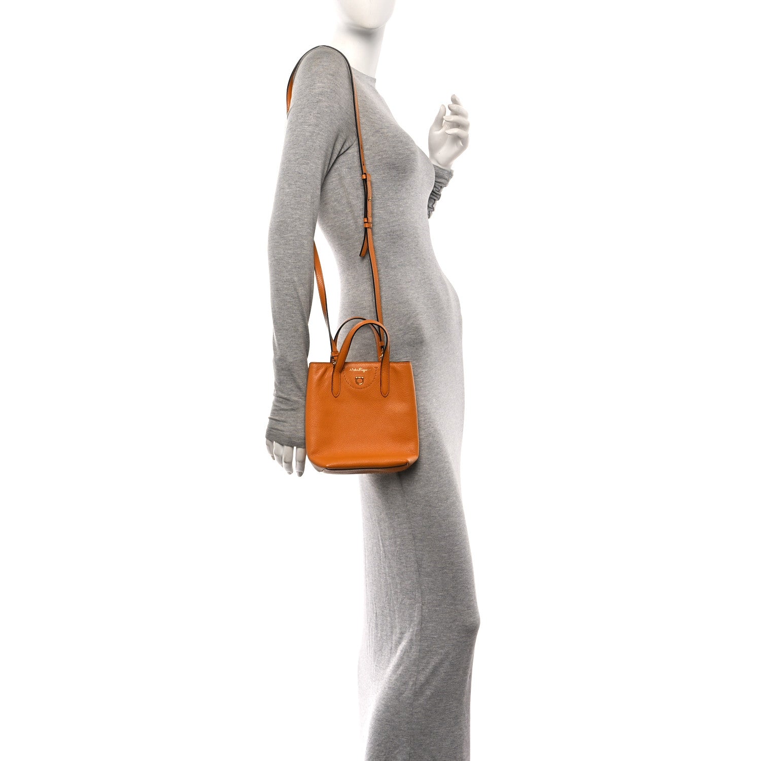 Salvatore Ferragamo Tumbled Calfskin Gancini Mini Bag Olivello 2 of 9