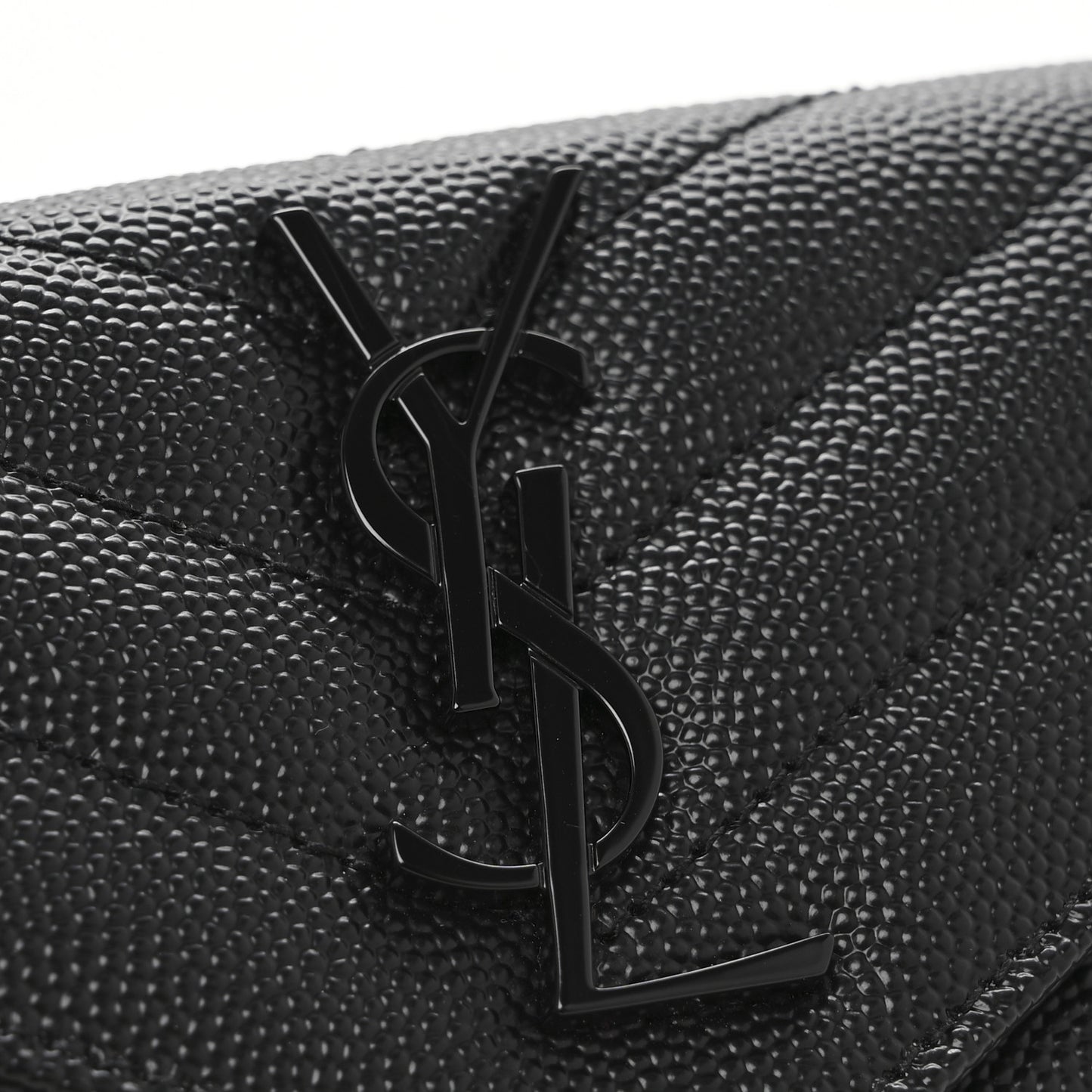 Grain De Poudre Matelasse Chevron Small Monochrome Monogram Envelope Wallet Black