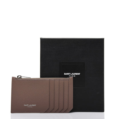 Saint Laurent Grained Calfskin 5 Fragments Zip Pouch Card Holder Taupe 11 of 11
