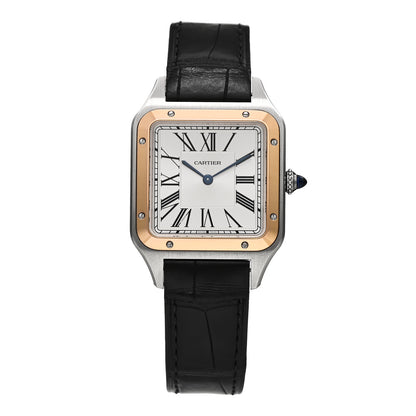Cartier Stainless Steel 18K Pink Gold Alligator 31.4mm Santos Dumont Quartz Watch 1 of 5