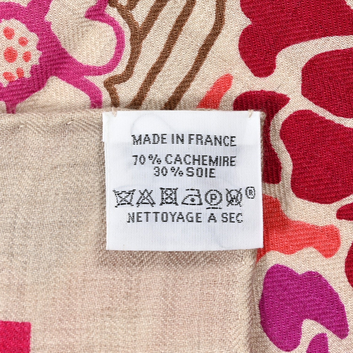 Hermes Cashmere Silk Bingata Shawl 140 Naturel Fuchsia Rose Poudre 4 of 6