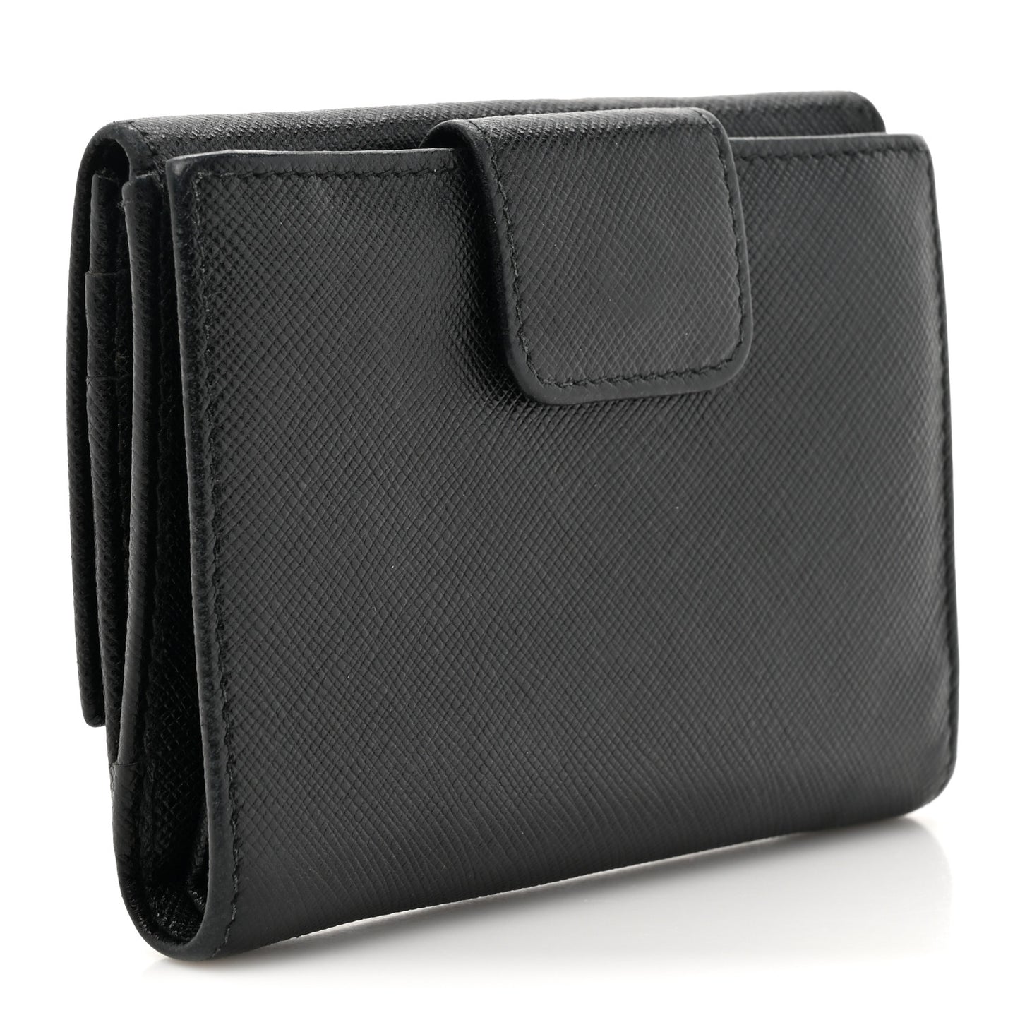 Saffiano Small Triangle Bi-Fold Wallet Black