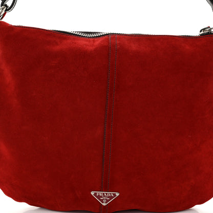 Prada Scamosciato Suede Hobo Rosso Moro 7 of 10