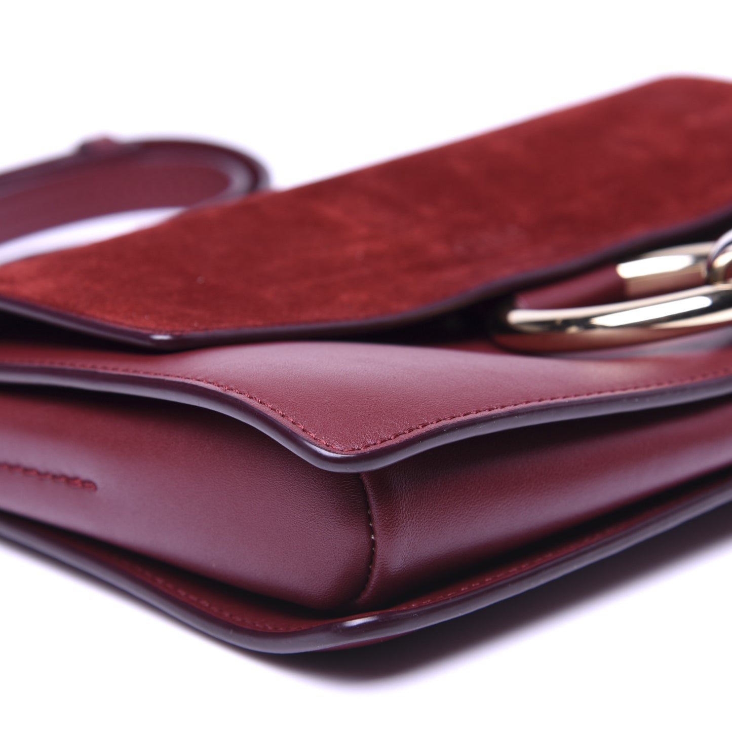 Suede Calfskin Small Faye Shoulder Bag Plum Purple