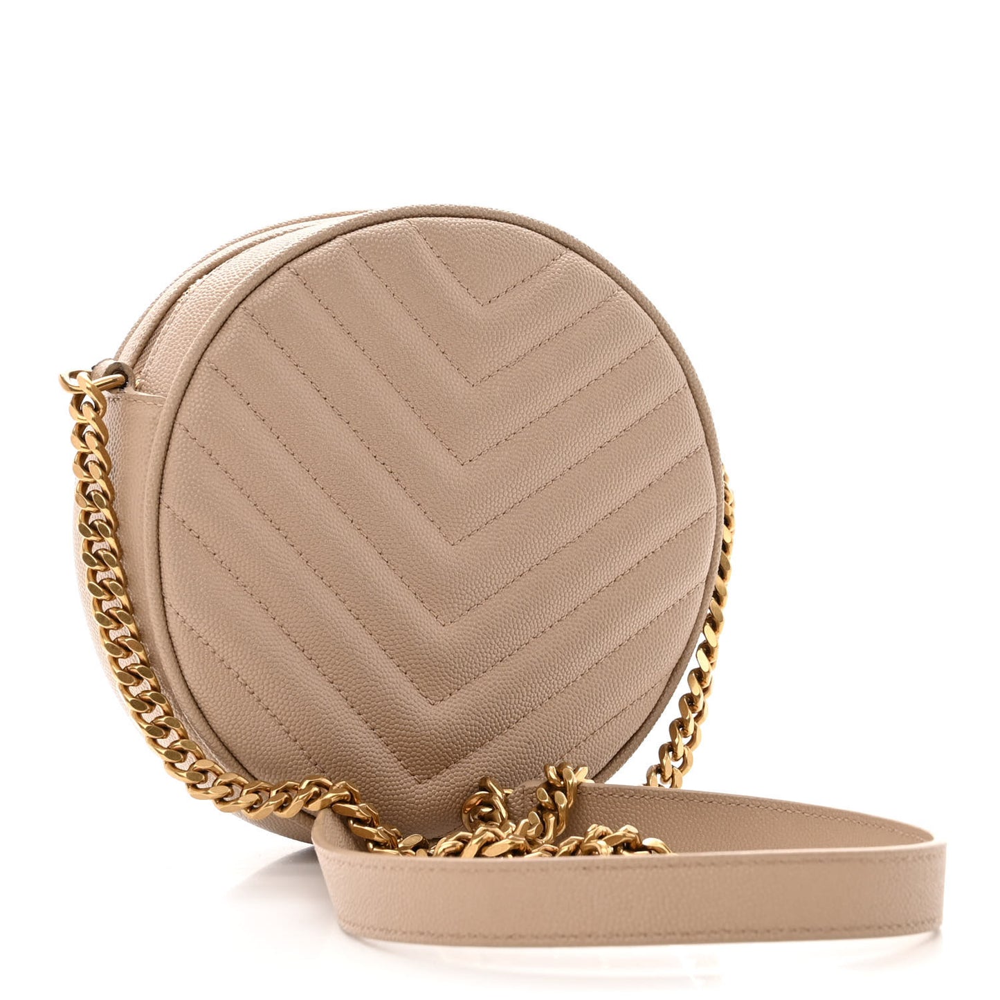 Grain De Poudre Matelasse Chevron Quilted Vinyle Round Camera Bag