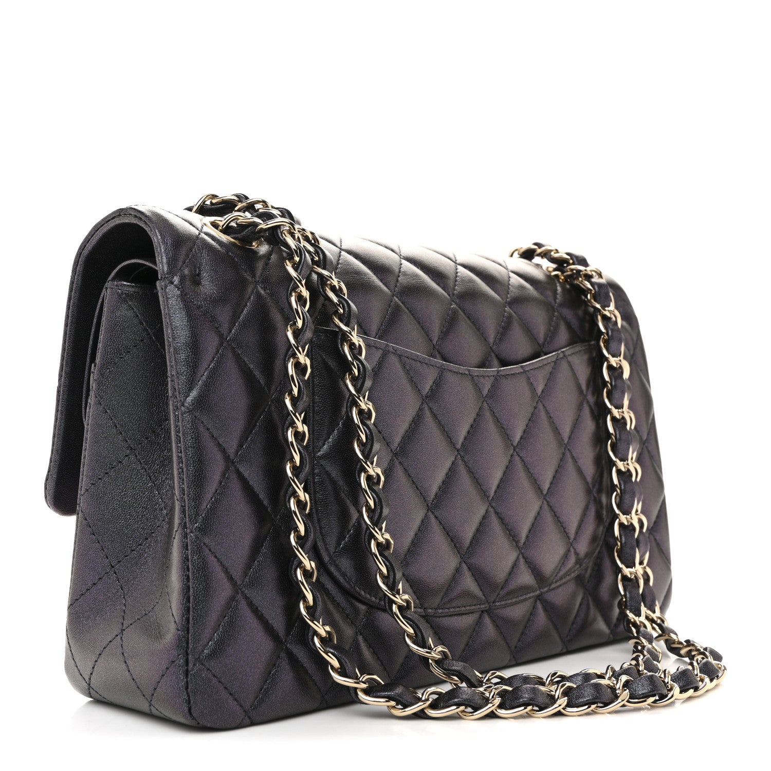 Chanel Iridescent Lambskin Quilted Medium Double Flap Black 3 of 11